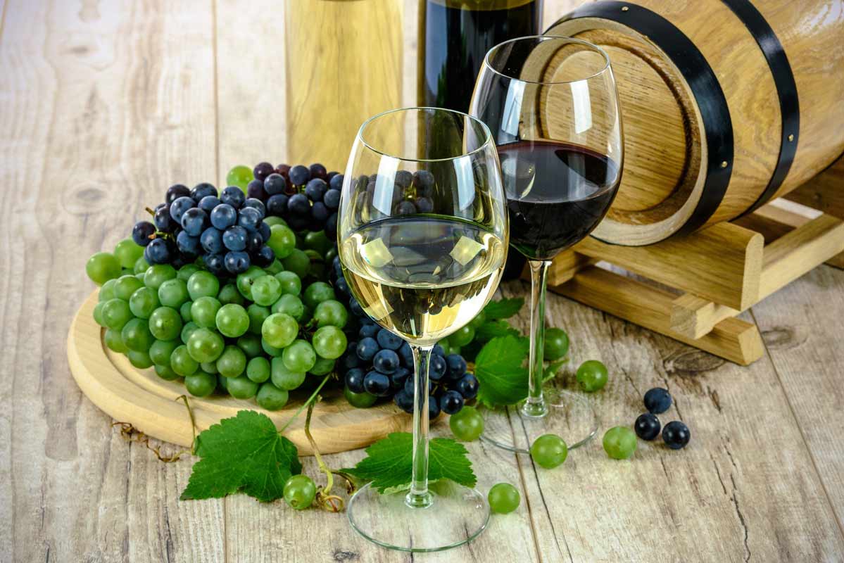 Vins blanc vin rouge et vigne